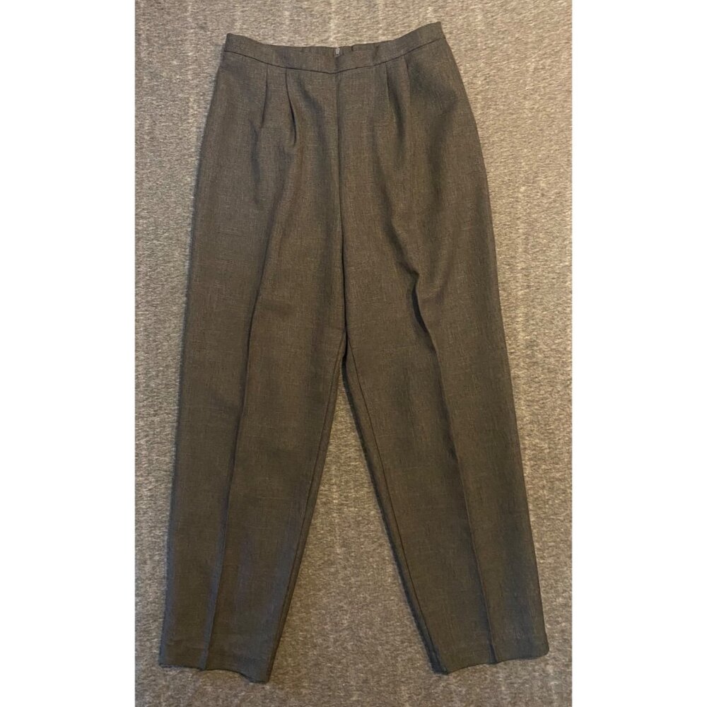 Vintage High Waisted Pleated Gray Trousers Size 12 Back Zipper Dress Pants Women